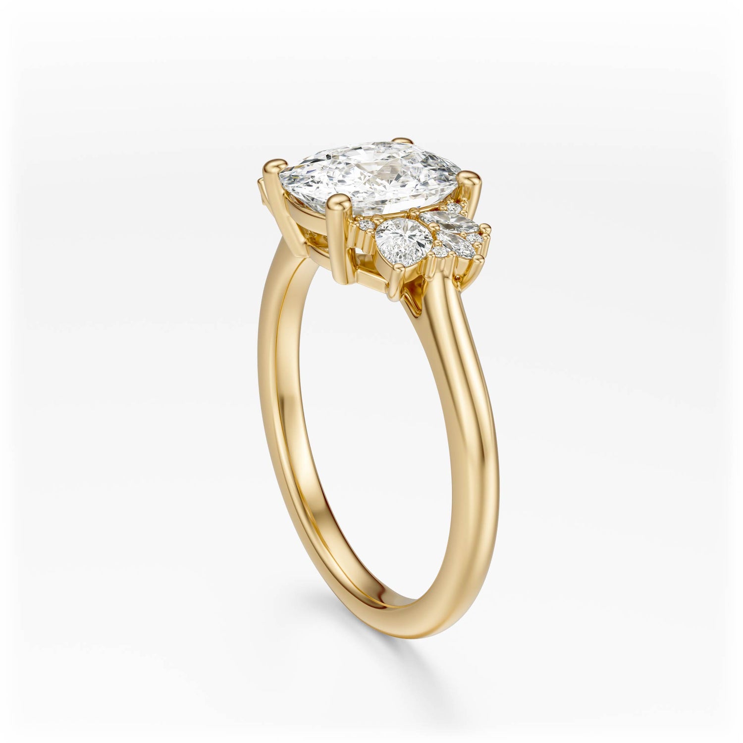 The Diamond Fleur Ring | Elongated Cushion | Setting Only - Lavender Creek Gems 