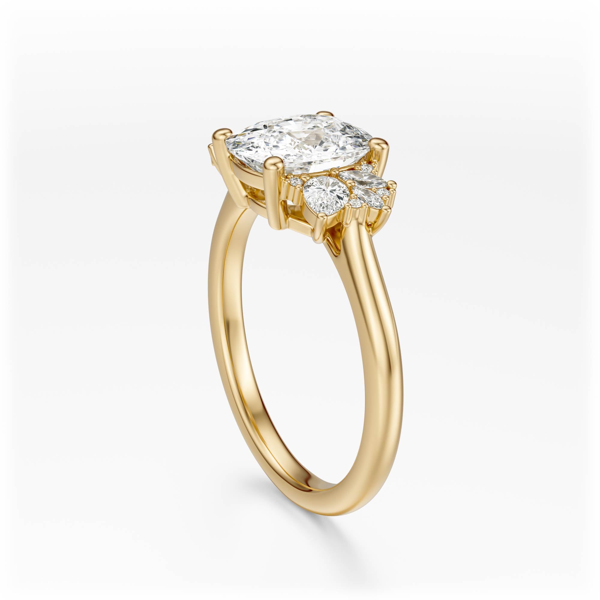 The Diamond Fleur Ring | Elongated Cushion | Setting Only - Lavender Creek Gems 