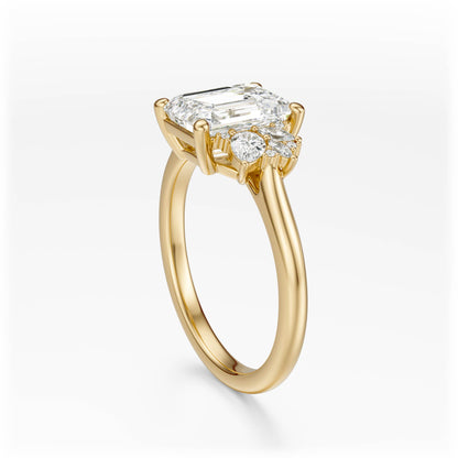 The Diamond Fleur Ring | Emerald Cut | Setting Only - Lavender Creek Gems 