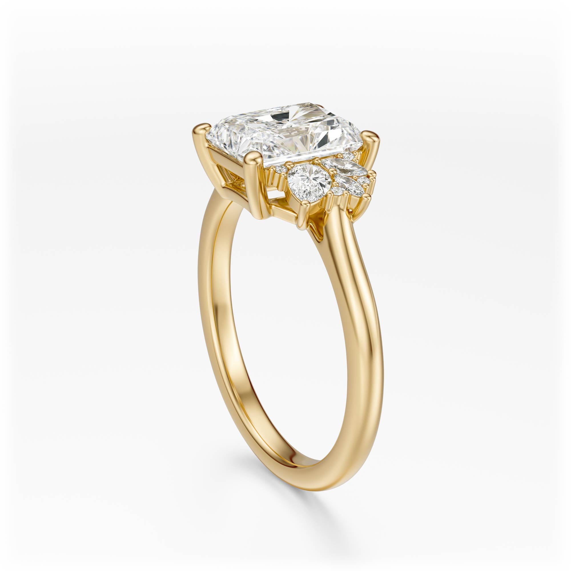 The Diamond Fleur Ring | Radiant | Setting Only - Lavender Creek Gems 