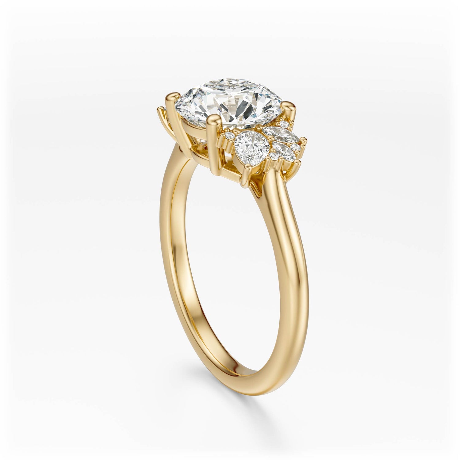 The Diamond Fleur Ring | Round | Setting Only - Lavender Creek Gems 