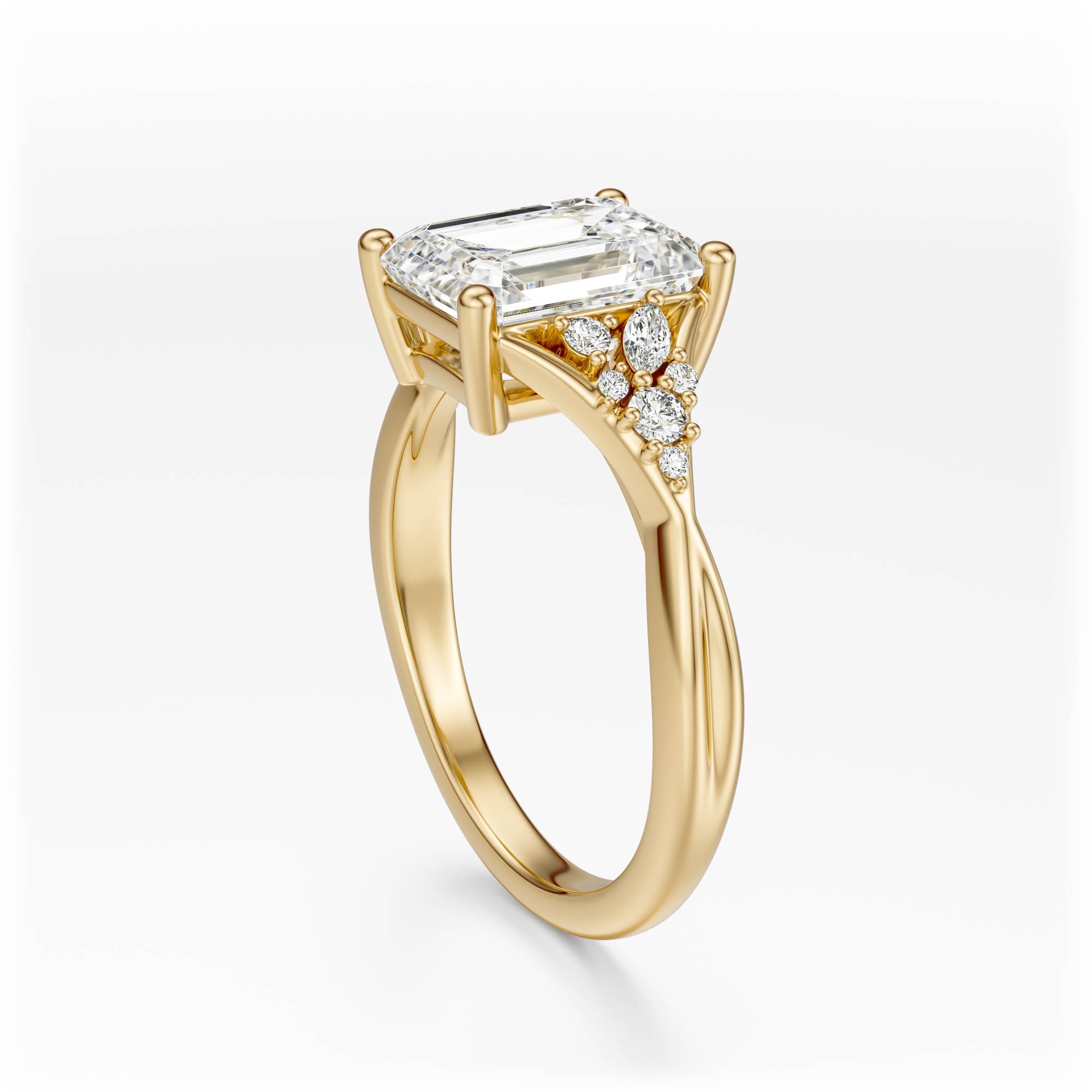 The Lyria Ring | Emerald Cut | Setting Only