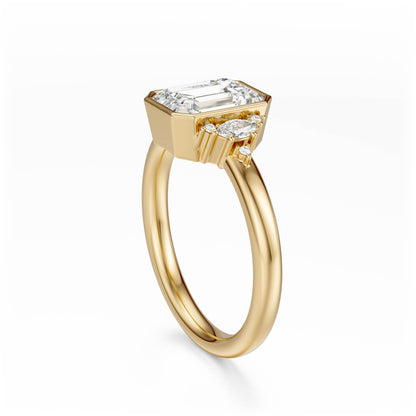 The Bezel Maren Ring | Emerald Cut | Setting Only - Lavender Creek Gems 