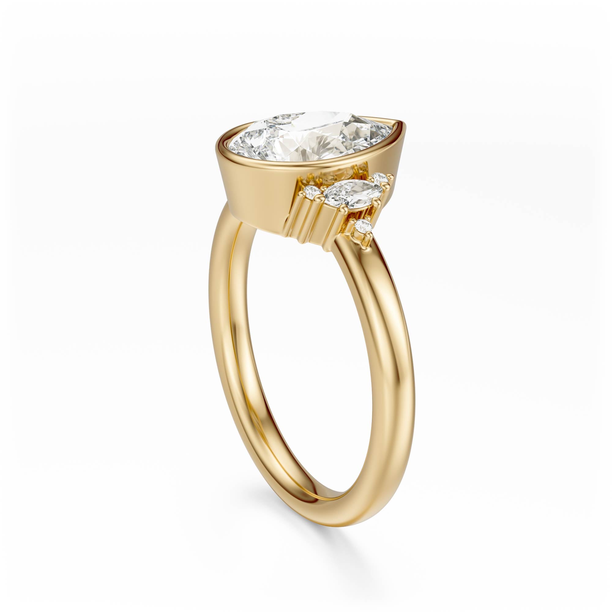 The Bezel Maren Ring | Pear | Setting Only - Lavender Creek Gems 