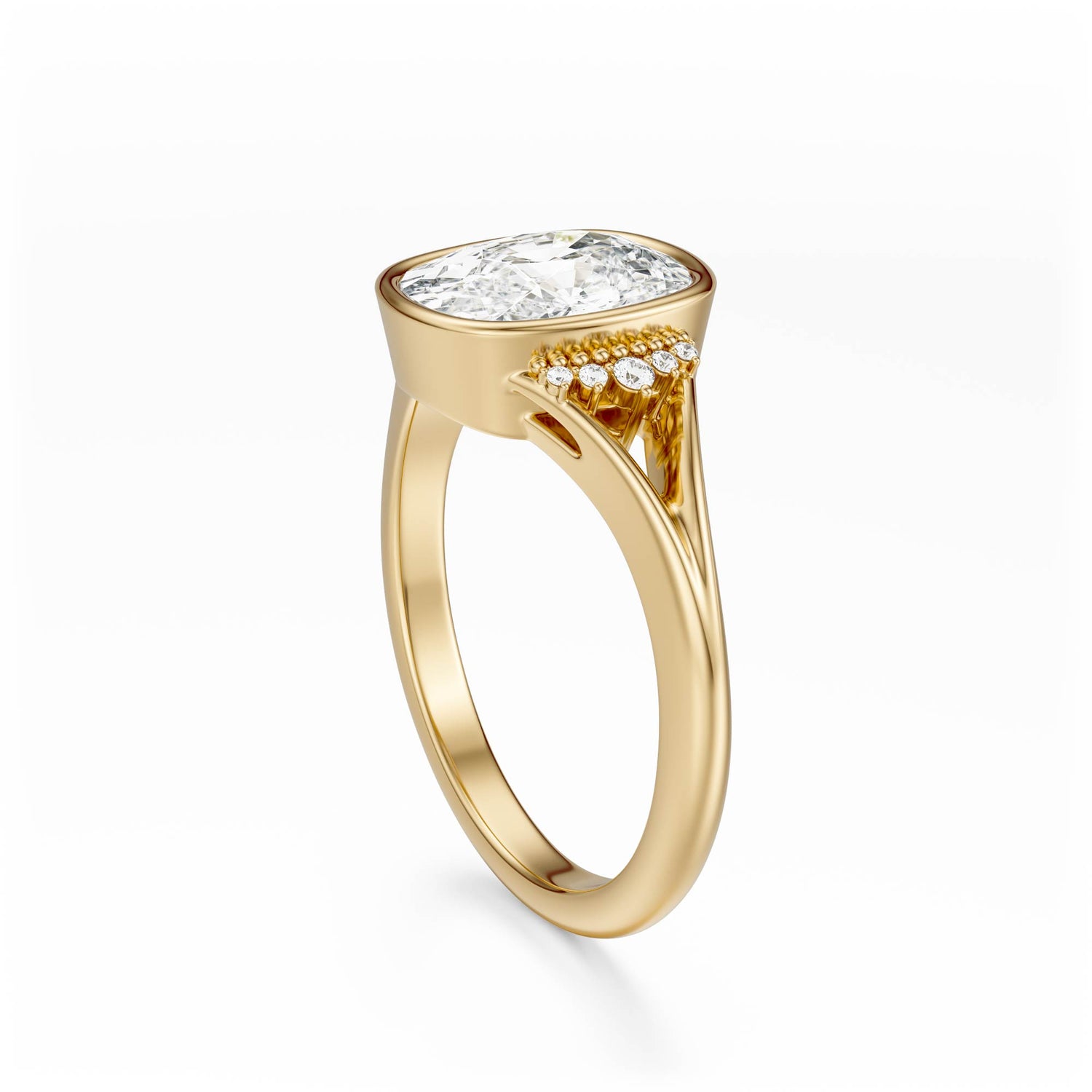 The Bezel Serendipity Ring | Elongated Cushion | Setting Only