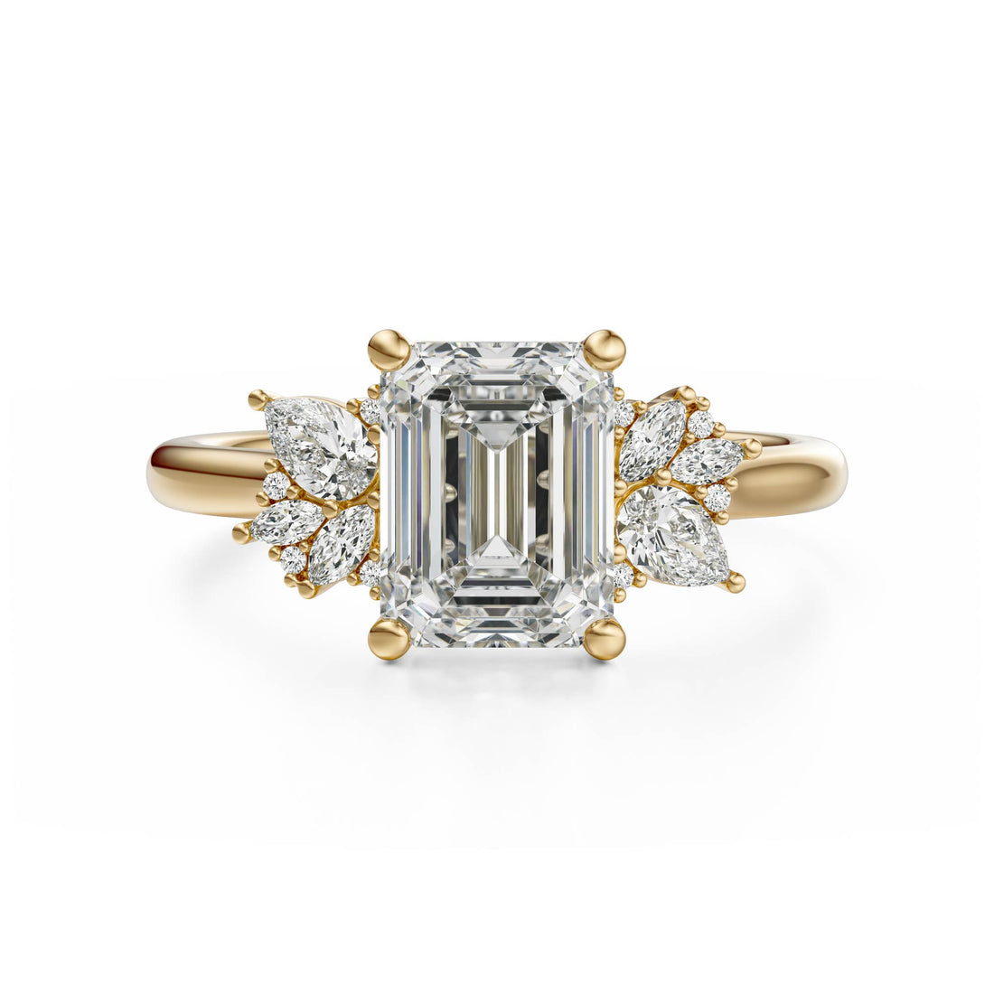 The Diamond Fleur Ring | Emerald Cut | Setting Only - Lavender Creek Gems 