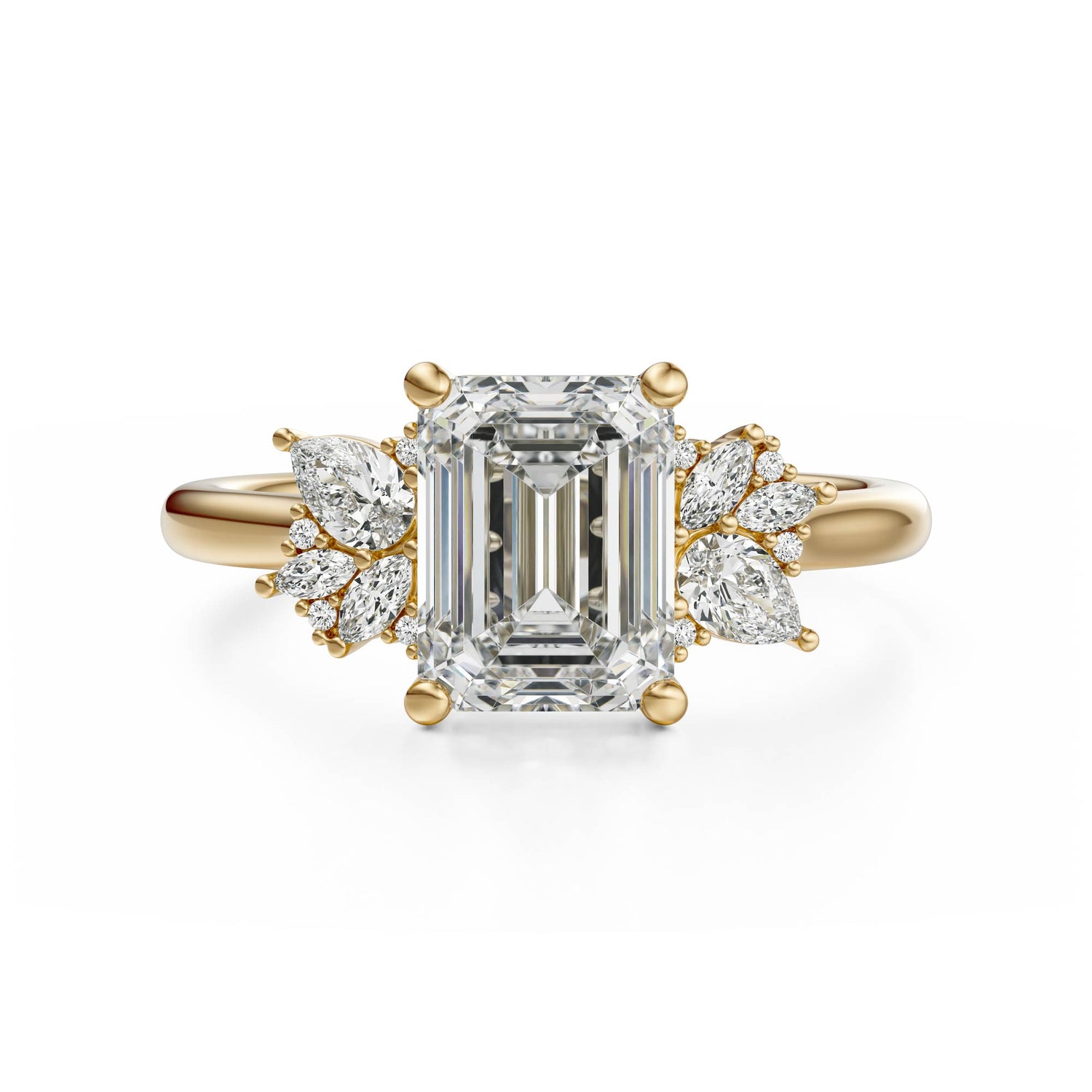 The Diamond Fleur Ring | Emerald Cut | Setting Only - Lavender Creek Gems 