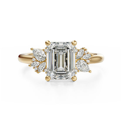 The Diamond Fleur Ring | Emerald Cut | Setting Only - Lavender Creek Gems 