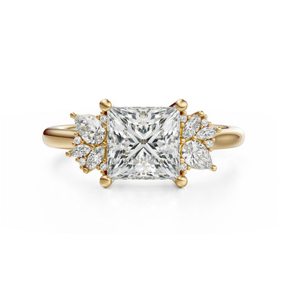 The Diamond Fleur Ring | Princess | Setting Only - Lavender Creek Gems 