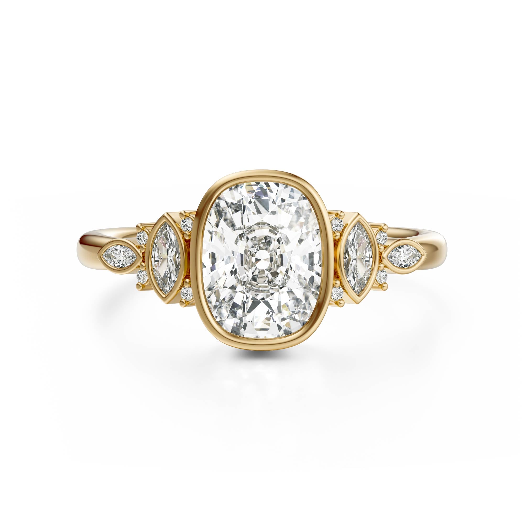 The All Bezel Maeve Ring | Elongated Cushion | Setting Only