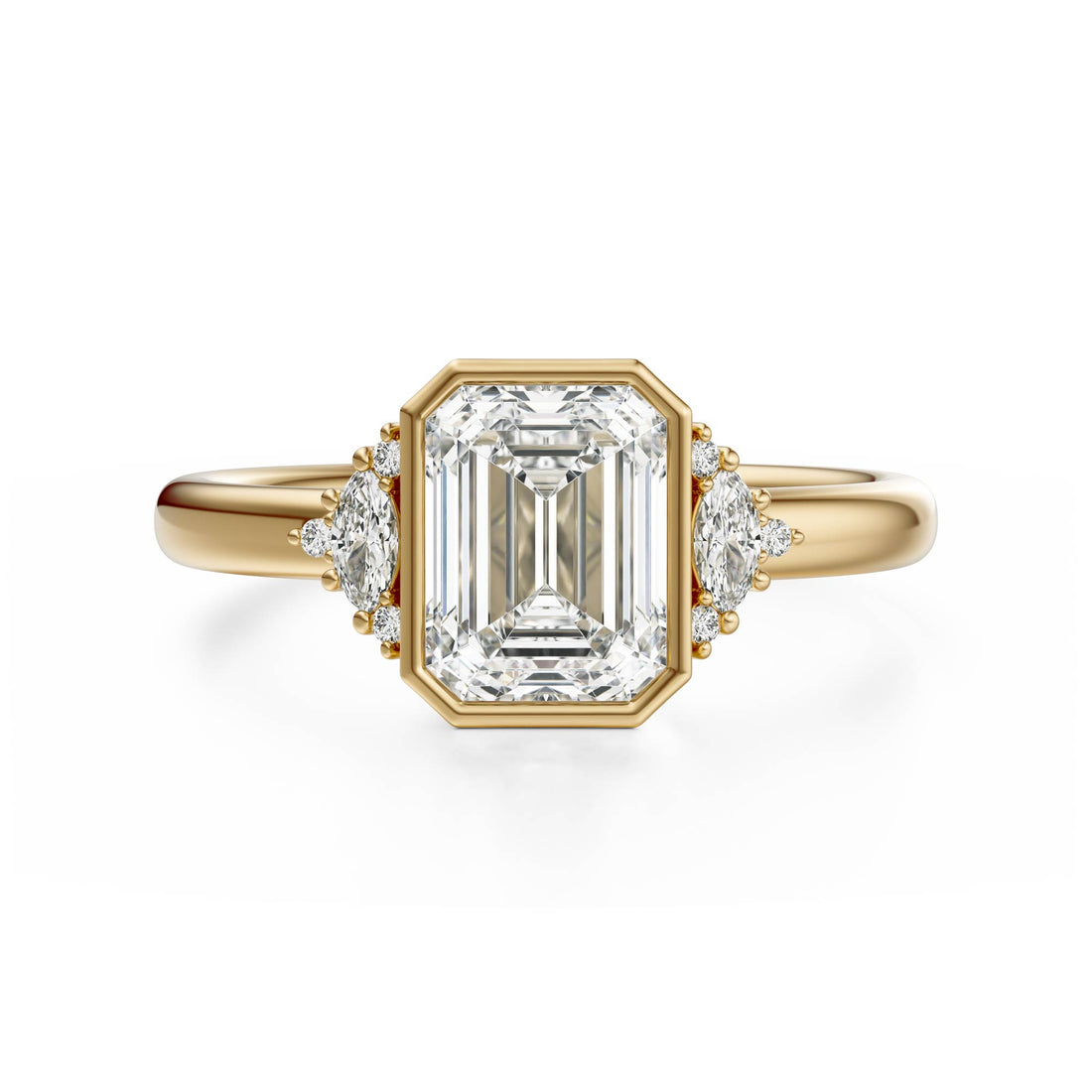 The Bezel Maren Ring | Emerald Cut | Setting Only - Lavender Creek Gems 