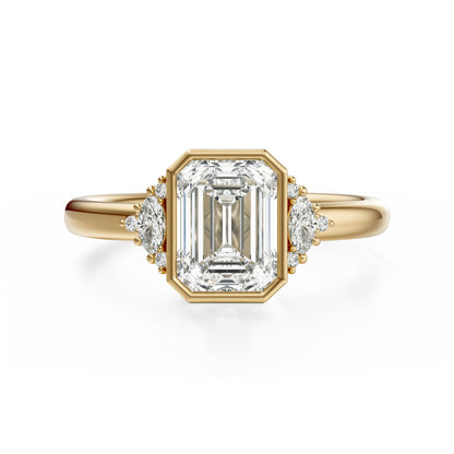 The Bezel Maren Ring | Emerald Cut | Setting Only - Lavender Creek Gems 