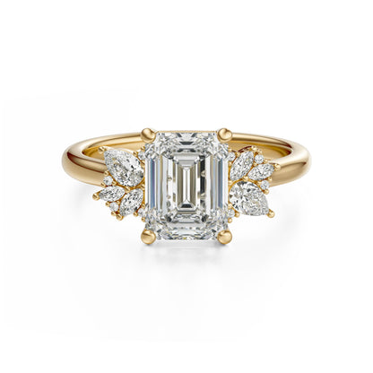 The Diamond Fleur Ring | Emerald Cut | Setting Only - Lavender Creek Gems 