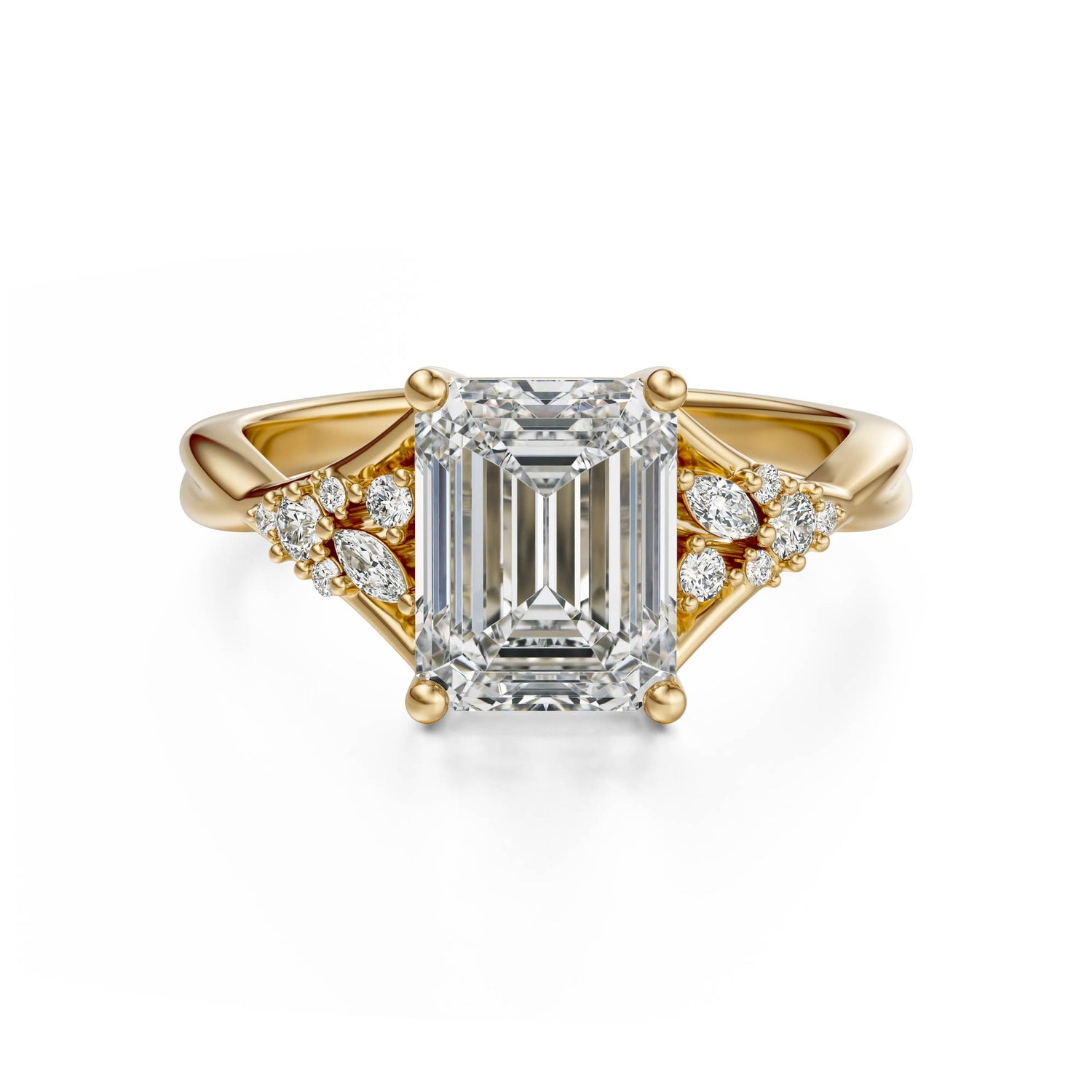 The Lyria Ring | Emerald Cut | Setting Only