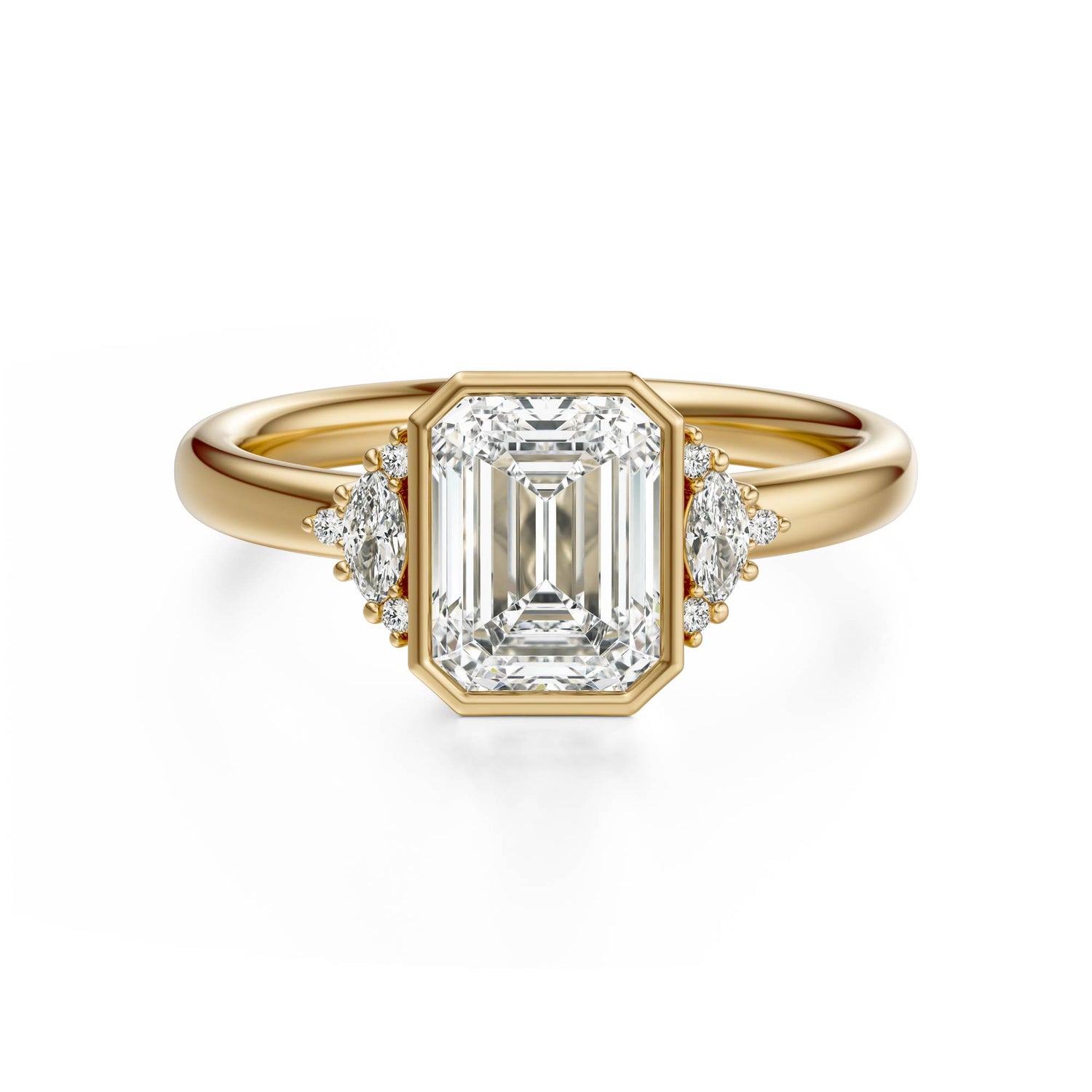 The Bezel Maren Ring | Emerald Cut | Setting Only - Lavender Creek Gems 