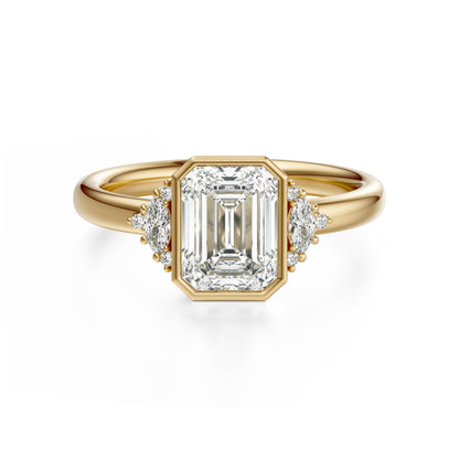 The Bezel Maren Ring | Emerald Cut | Setting Only - Lavender Creek Gems 