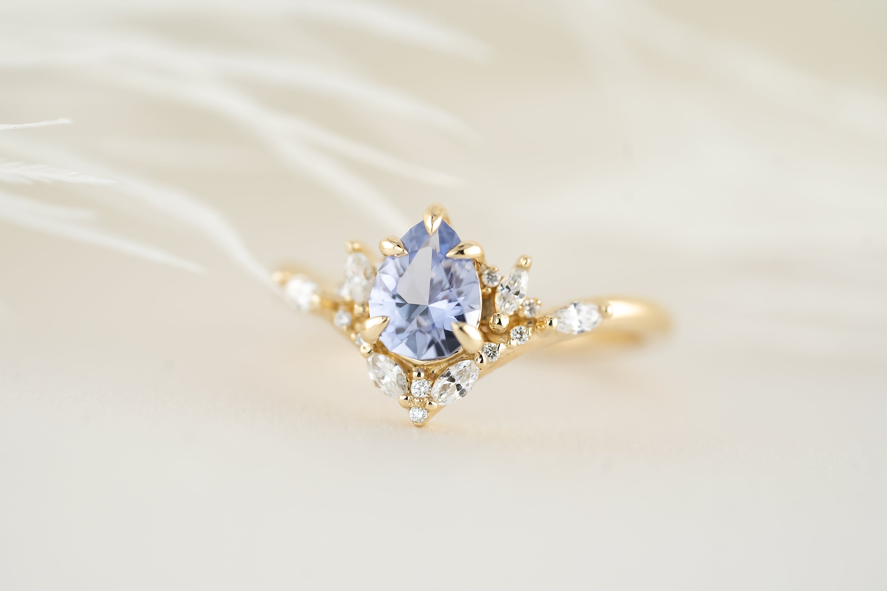 The Aurora Ring - 0.88 CT Pear Lavender Sapphire - Lavender Creek Gems 