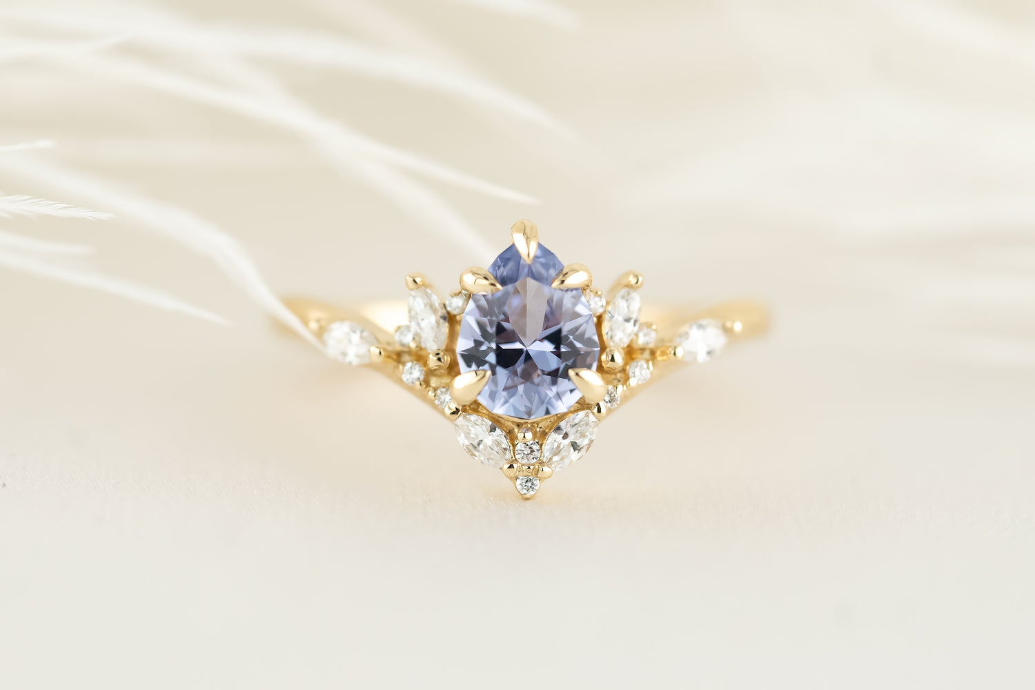 The Aurora Ring - 0.88 CT Pear Lavender Sapphire - Lavender Creek Gems 