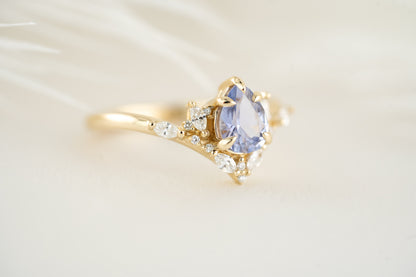The Aurora Ring - 0.88 CT Pear Lavender Sapphire - Lavender Creek Gems 