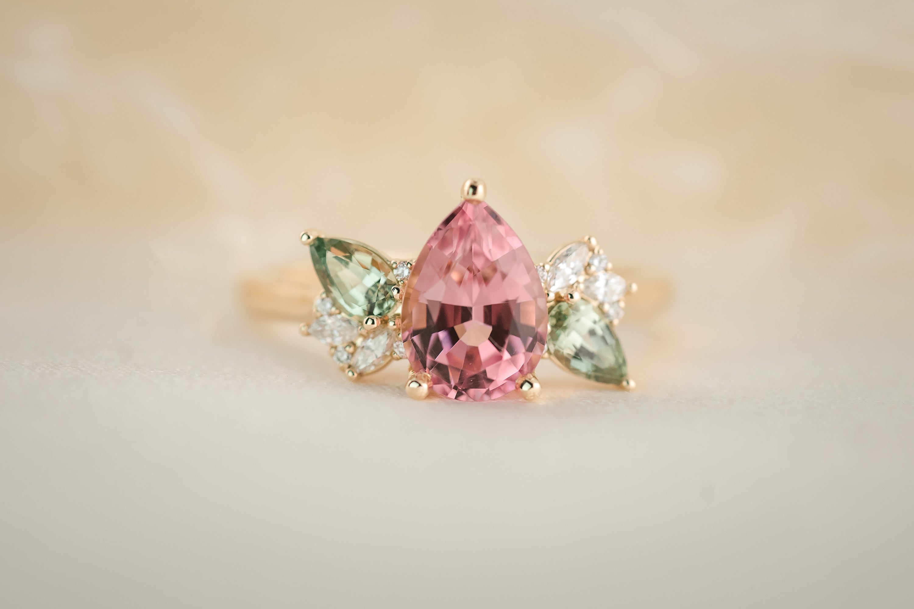 The Fleur 1.82 CT Pear Cut Pink Tourmaline Ring - Lavender Creek Gems 