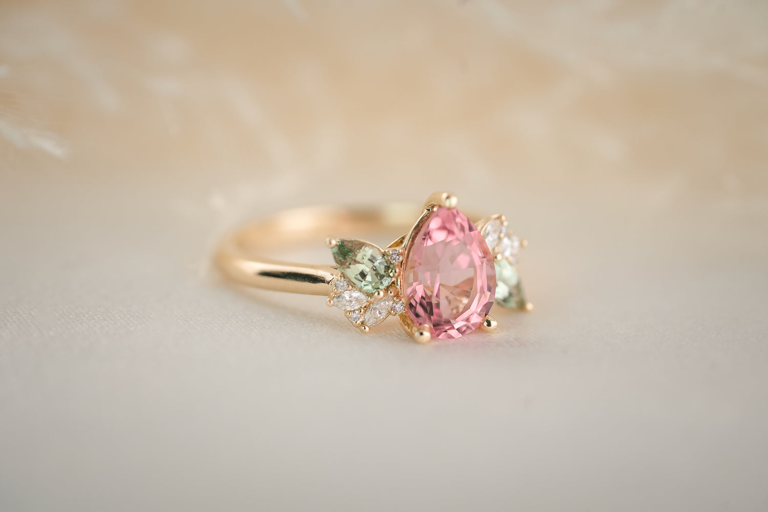 The Fleur 1.82 CT Pear Cut Pink Tourmaline Ring - Lavender Creek Gems 