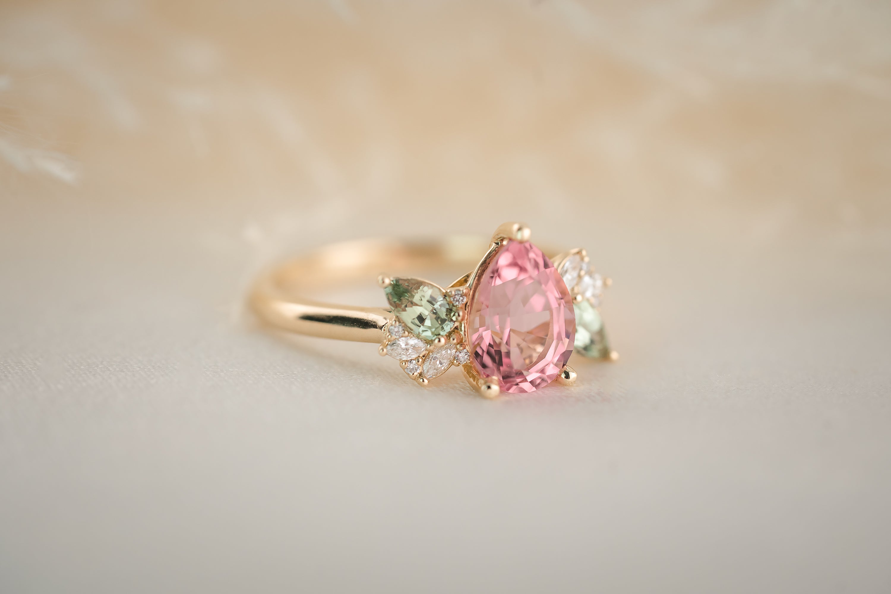 The Fleur 1.82 CT Pear Cut Pink Tourmaline Ring - Lavender Creek Gems 
