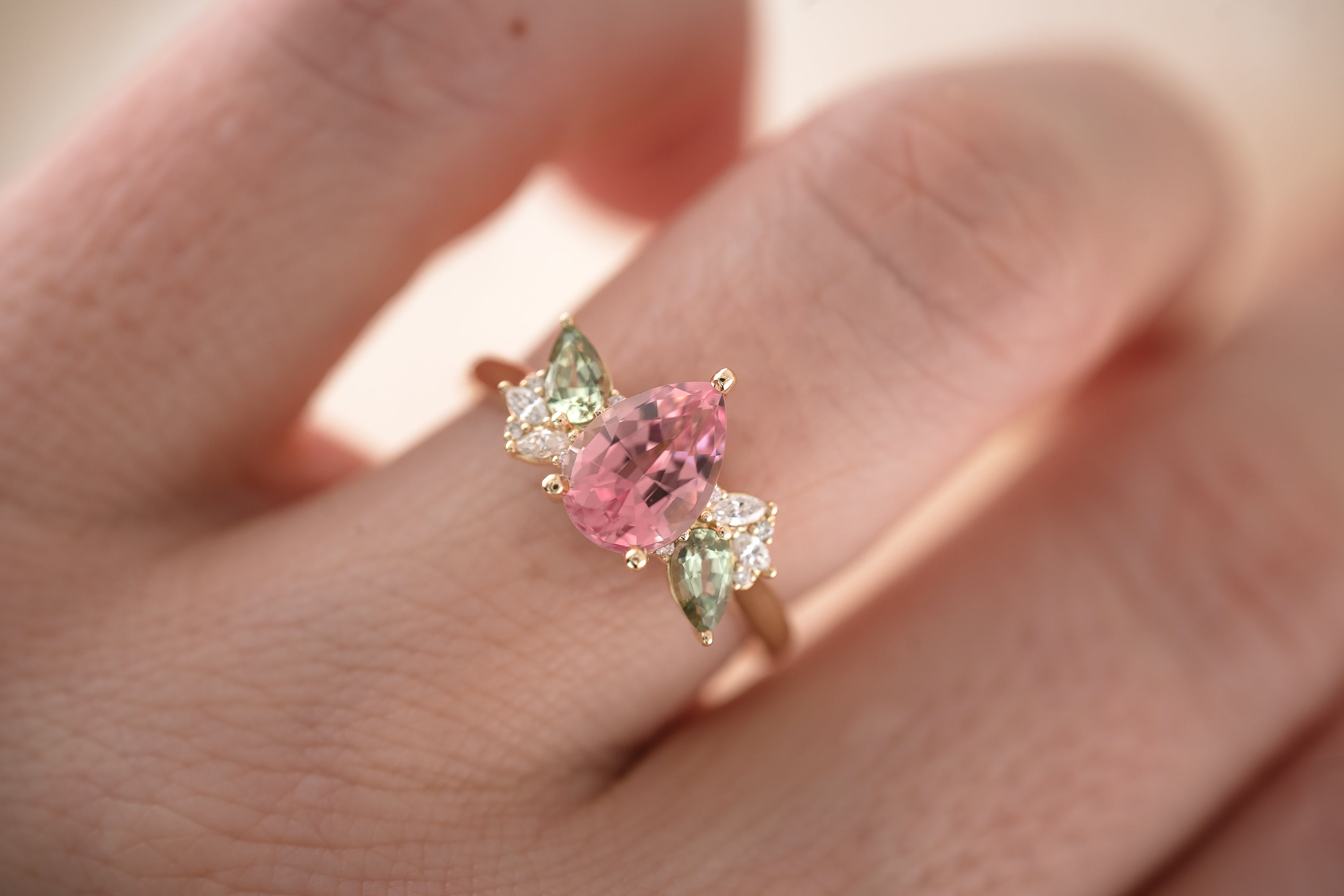 The Fleur 1.82 CT Pear Cut Pink Tourmaline Ring - Lavender Creek Gems 