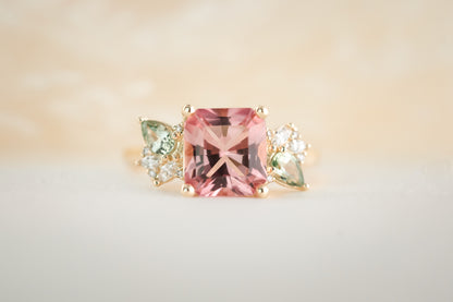 The Fleur 2.42 CT Radiant Cut Pink Tourmaline Ring - Lavender Creek Gems 