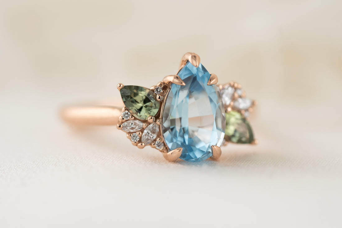 The Fleur Ring | 1.9 CT Pear Aquamarine - Lavender Creek Gems 