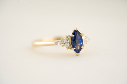 The Maeve - 0.72 CT Marquise Royal Blue Sapphire Ring - Lavender Creek Gems 