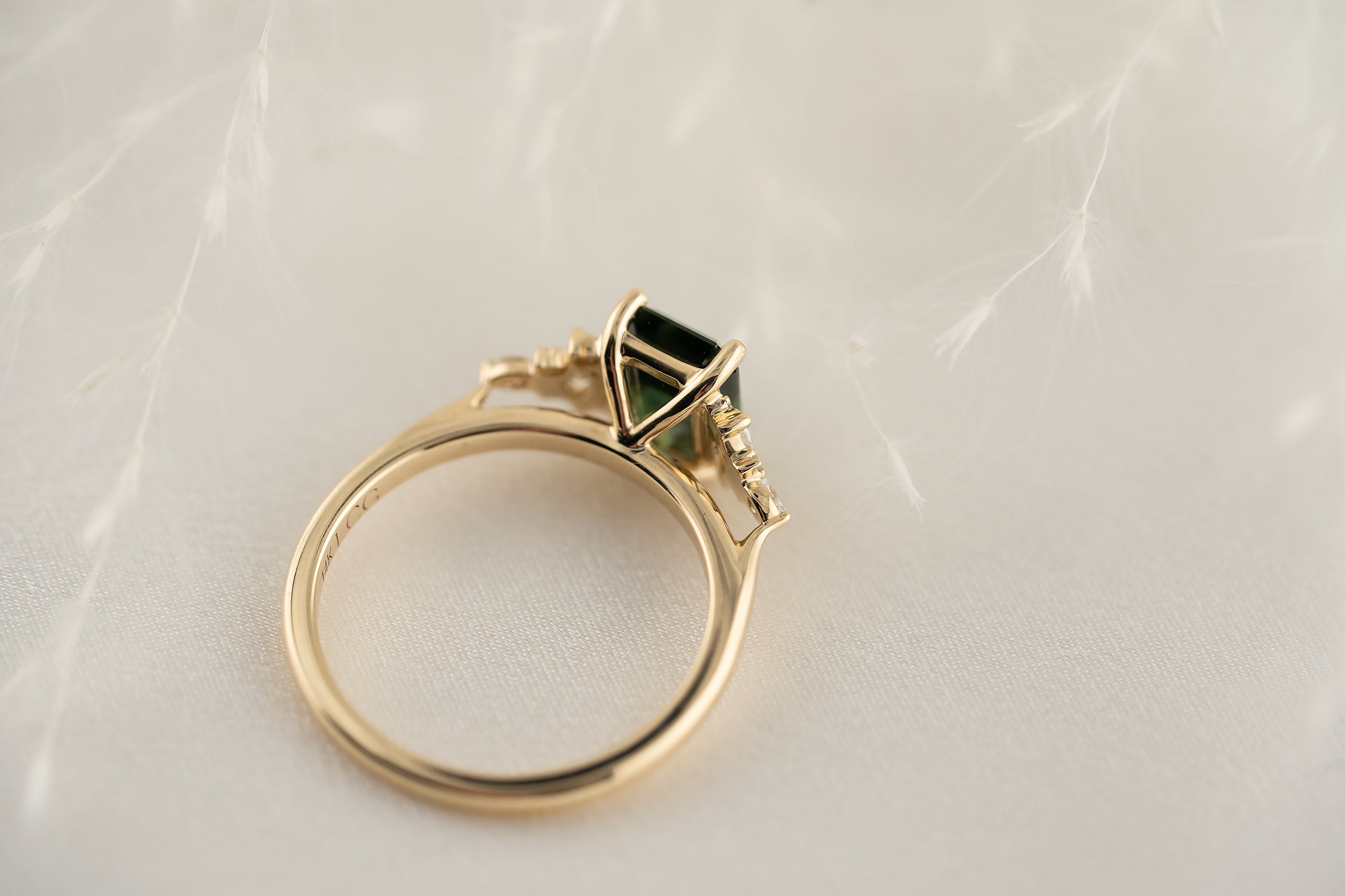 The Maeve 2.25 CT Emerald Cut Teal Green Sapphire Ring - Lavender Creek Gems 