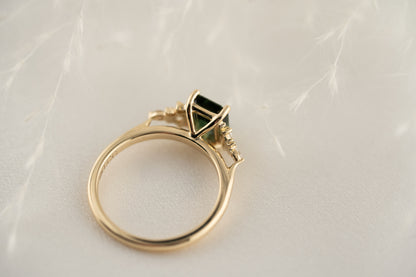 The Maeve 2.25 CT Emerald Cut Teal Green Sapphire Ring - Lavender Creek Gems 