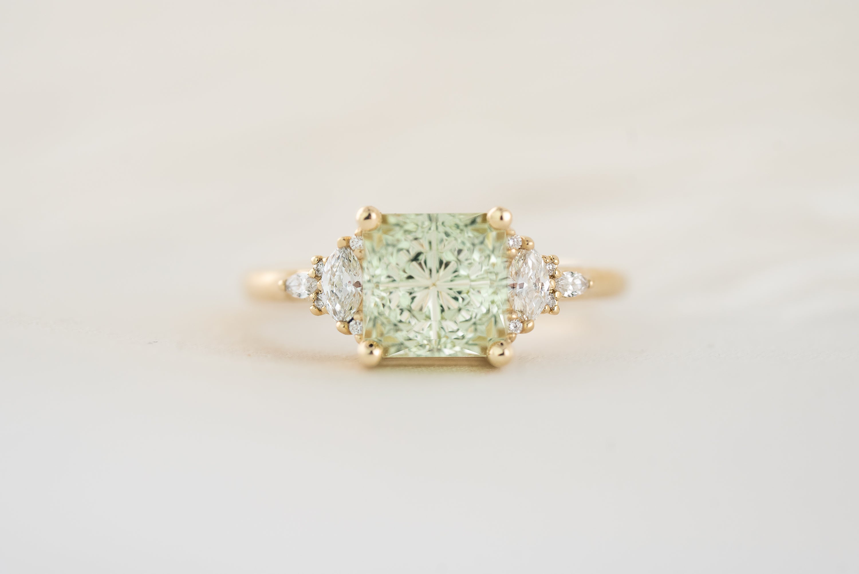 The Maeve Ring | 2.7 CT Square Starbrite™ Mint Green Tourmaline