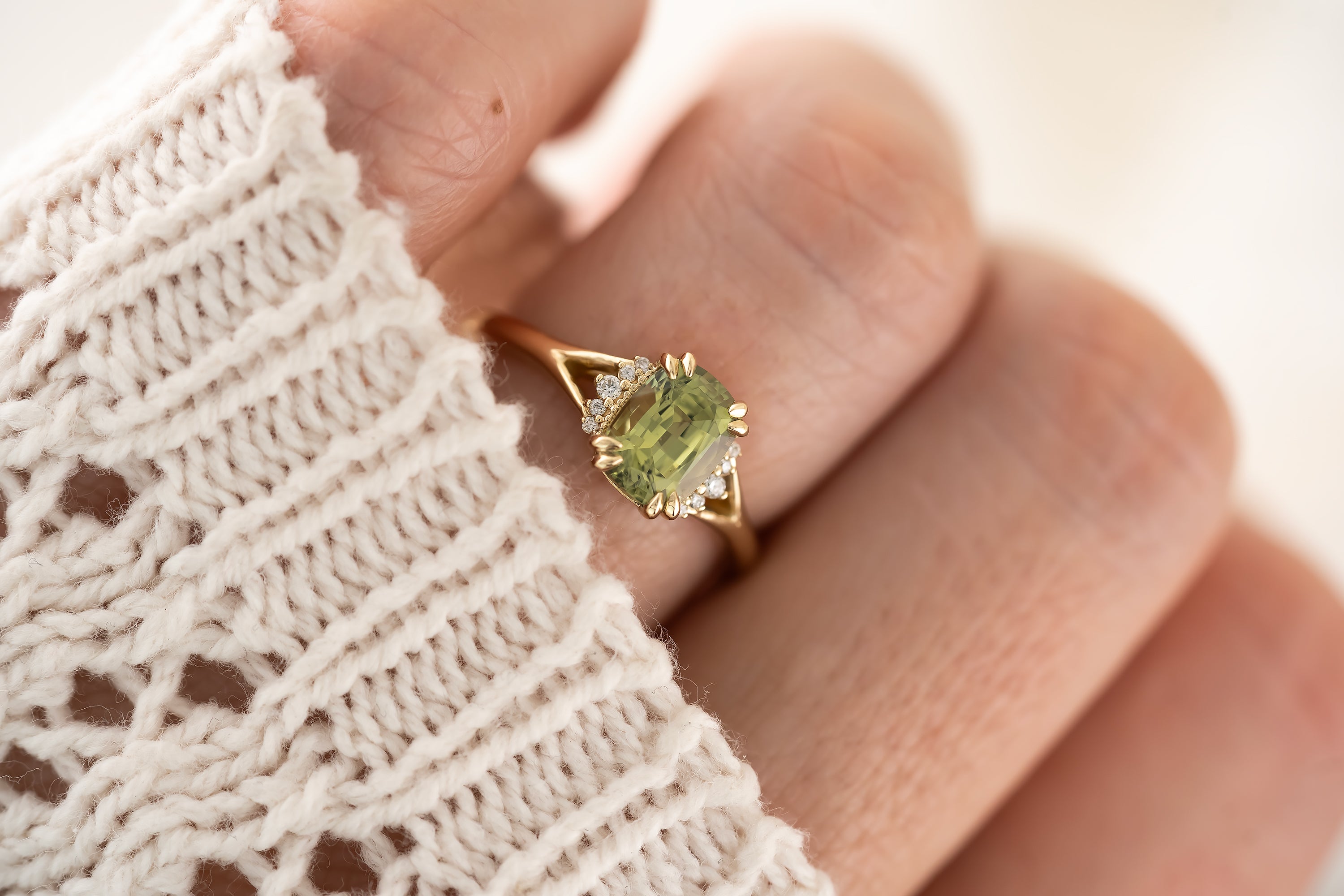 The Serendipity Ring - 1.6 CT Cushion Green Sapphire – Lavender
