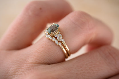 The Serene 1.18 CT Blue Sapphire Wedding Set - Lavender Creek Gems 