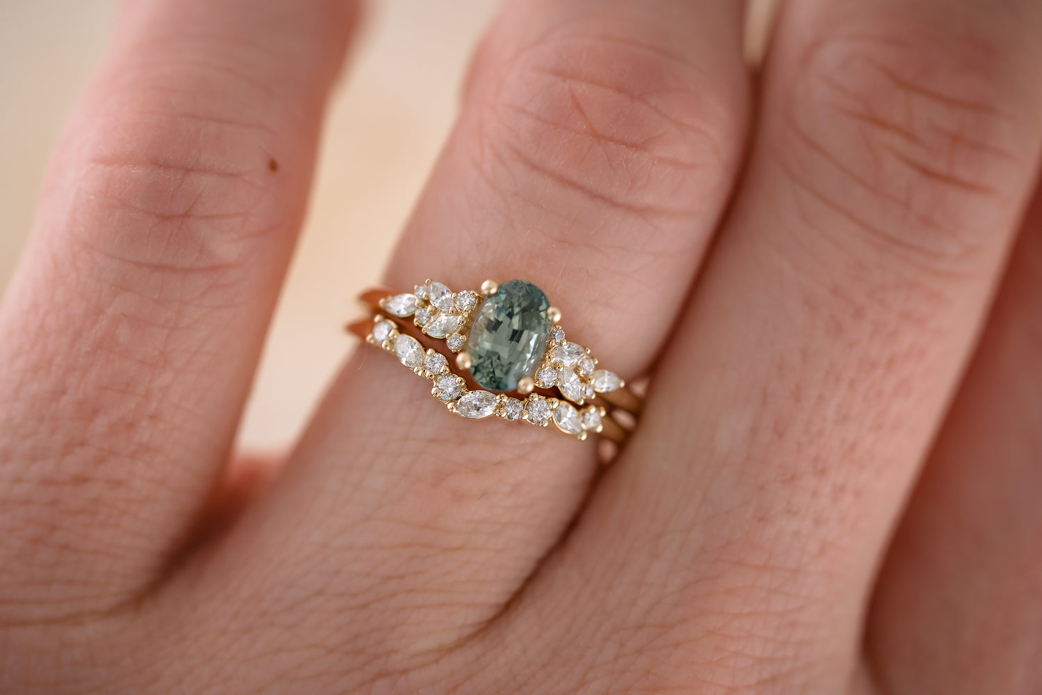 The Serene 1.18 CT Blue Sapphire Wedding Set - Lavender Creek Gems 