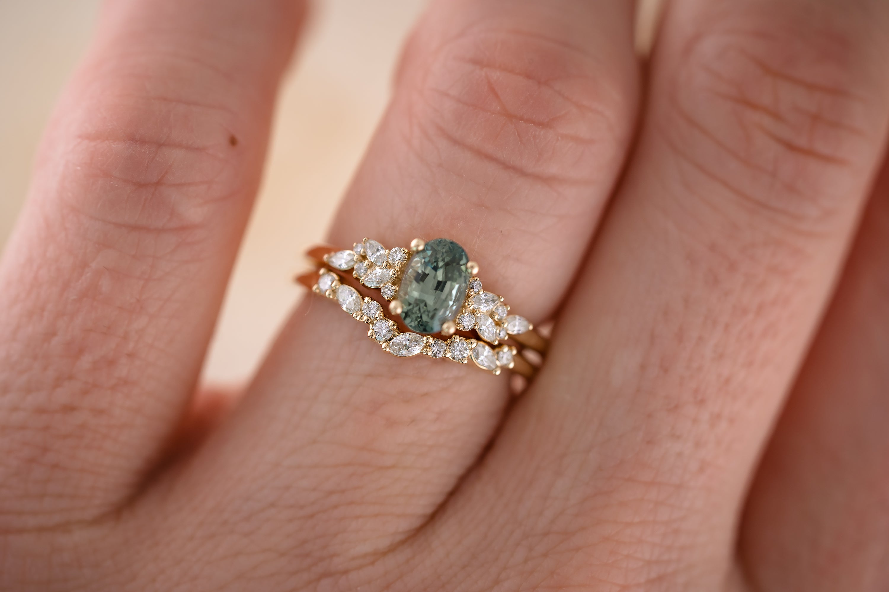 The Serene 1.18 CT Blue Sapphire Wedding Set - Lavender Creek Gems 