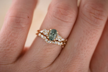 The Serene 1.18 CT Blue Sapphire Wedding Set - Lavender Creek Gems 