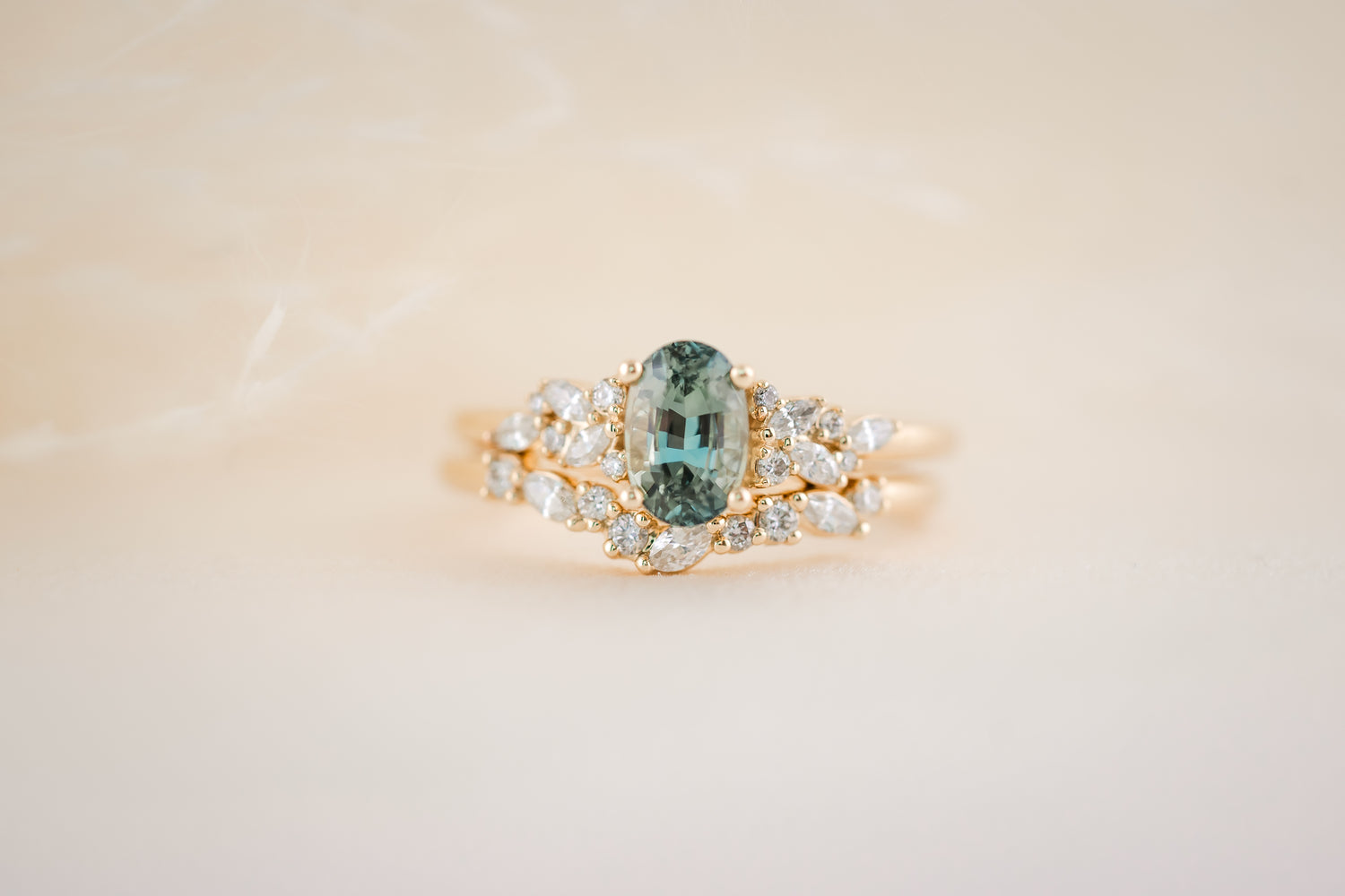 The Serene 1.18 CT Blue Sapphire Wedding Set - Lavender Creek Gems 