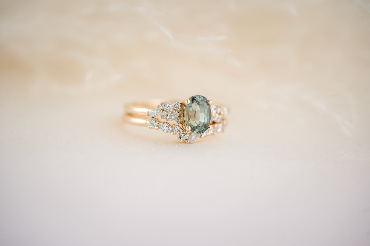 The Serene 1.18 CT Blue Sapphire Wedding Set - Lavender Creek Gems 