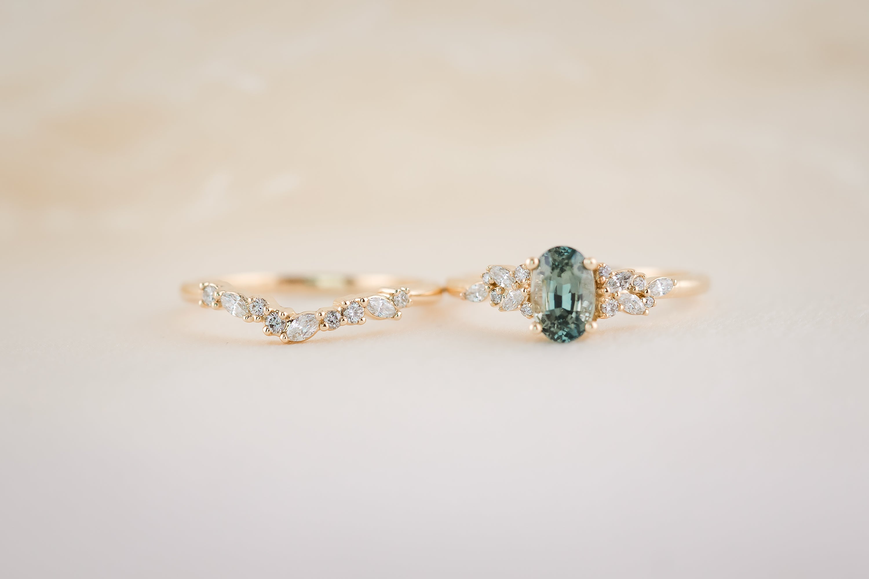 The Serene 1.18 CT Blue Sapphire Wedding Set - Lavender Creek Gems 