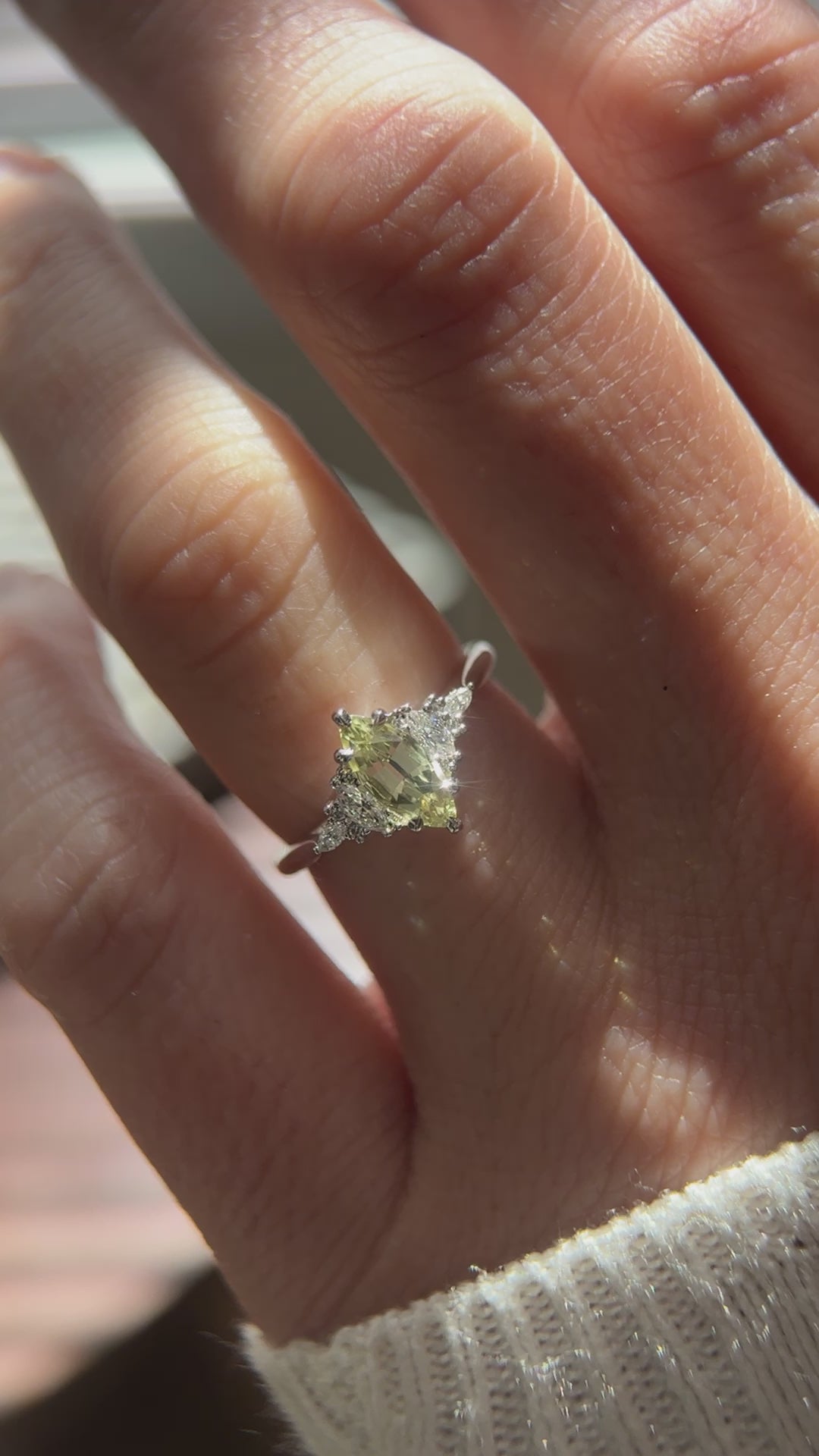 The Maeve Ring | 0.79 CT Marquise Pastel Lime Green Sapphire