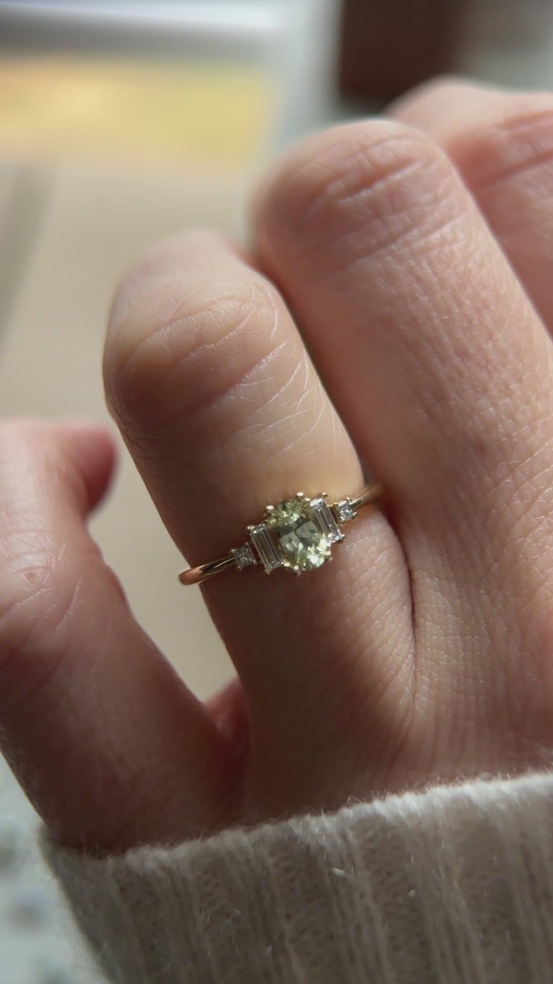 The Mira 0.51 CT Oval Cut Mint Green Sapphire Ring
