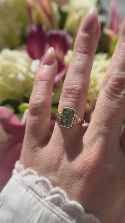 The Daylight Ring | 4.17 CT Rectangular Starbrite™ Green Tourmaline