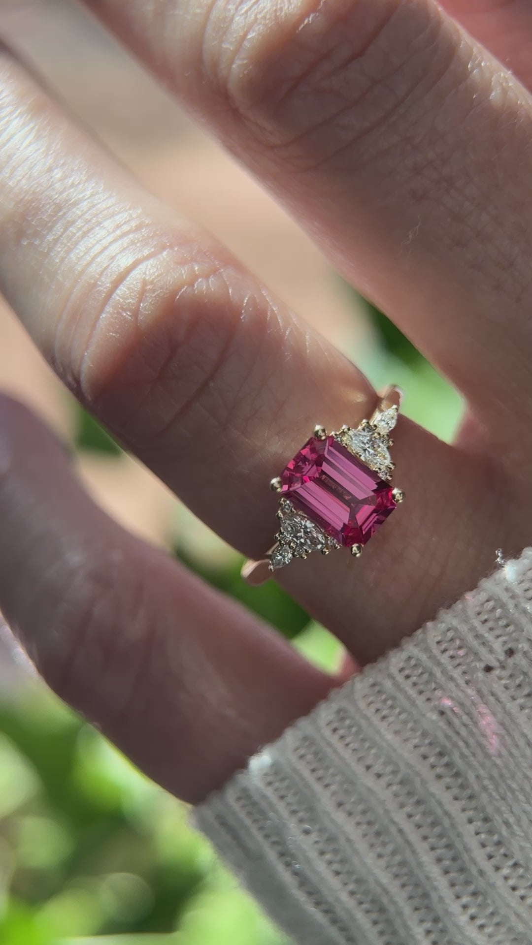 The Maeve Ring | 1.39 CT Emerald Cut Hot Pink Spinel