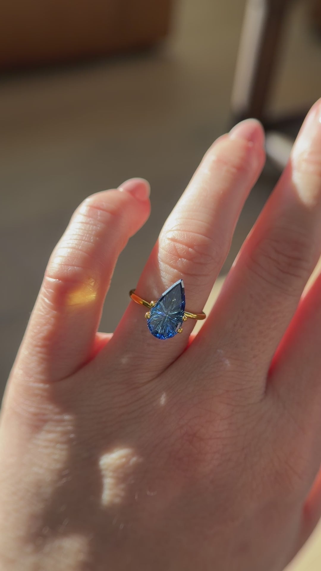 4.21 CT Pear Starbrite™ Cut Blue Sapphire