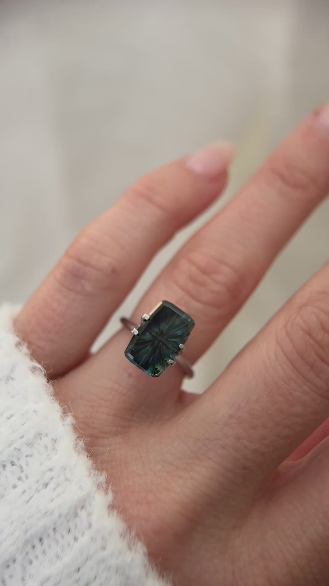 4.88 CT Rectangular Starbrite™ Cut Australian Teal Sapphire