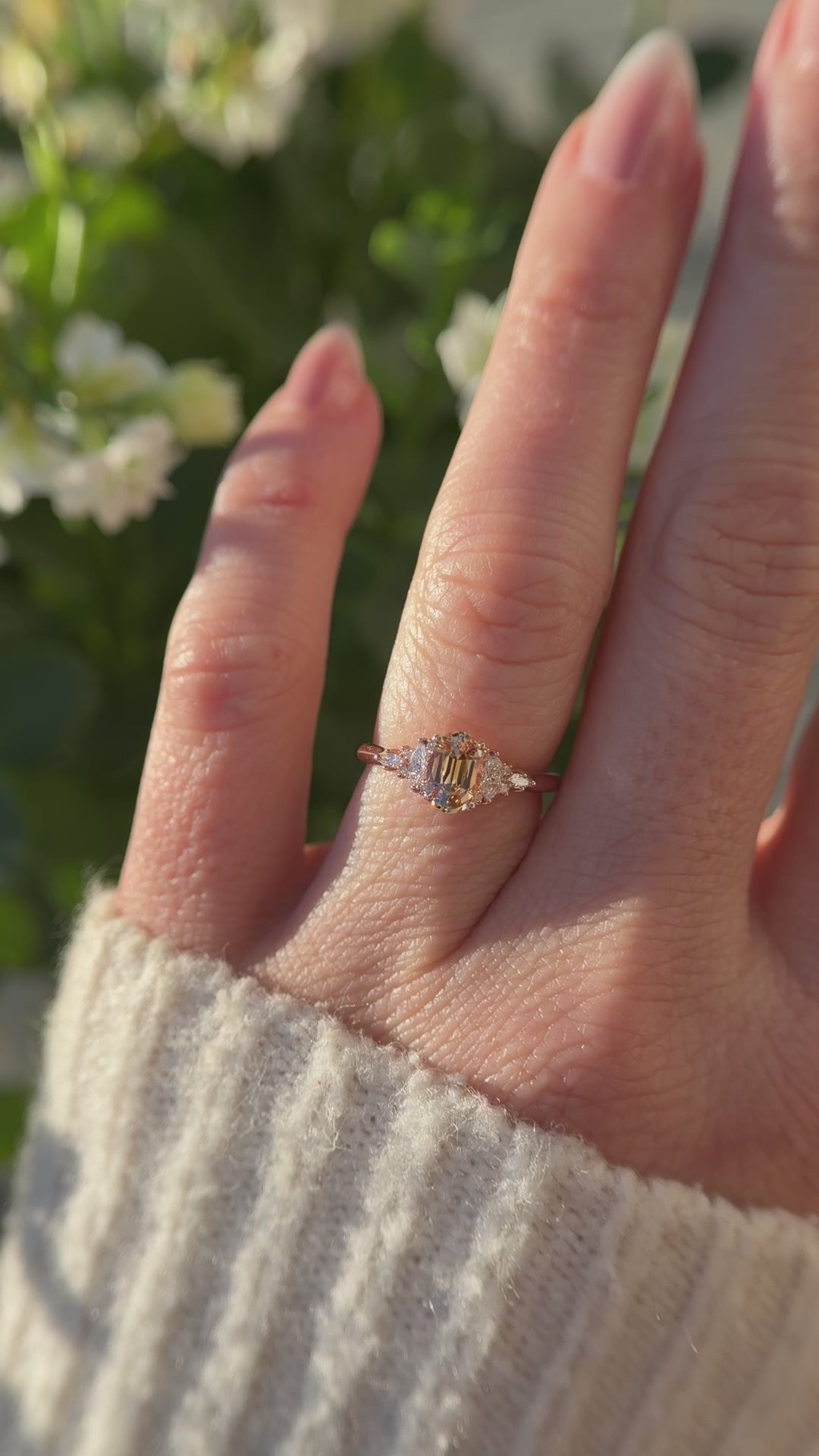 The Maeve Ring | 1.05 CT Peachy Apricot Oval Sapphire