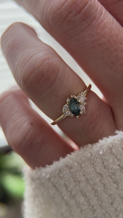 The Cosma Ring - Teal Montana Sapphire