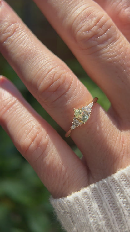 The Maeve Ring | 0.5 CT Pear Mint Green Sapphire